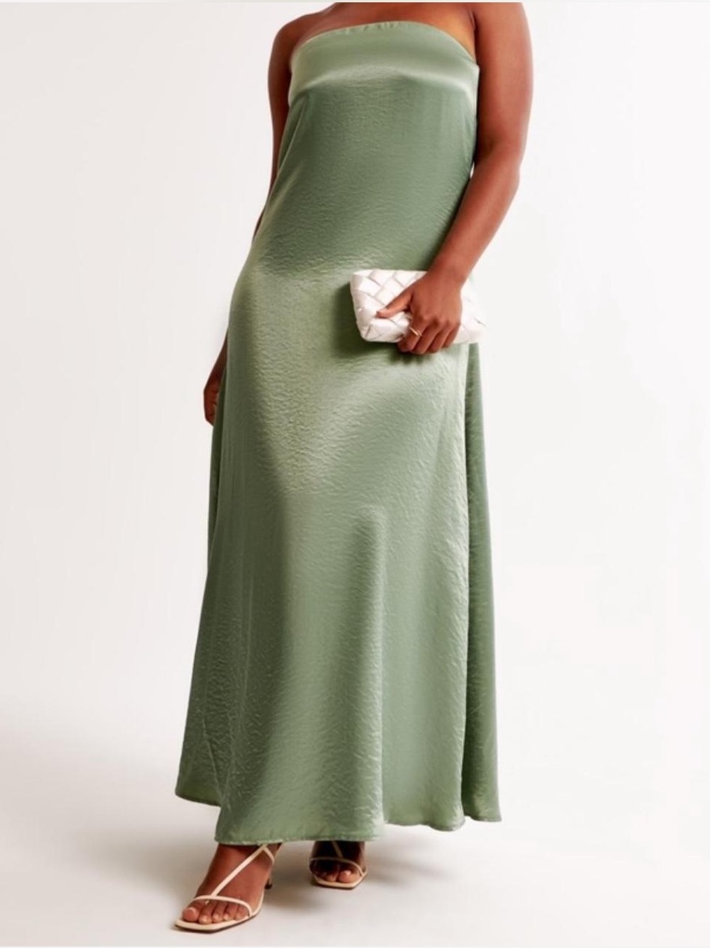 Abercrombie & Fitch Strapless Trapeze Maxi Dress in Lush Green